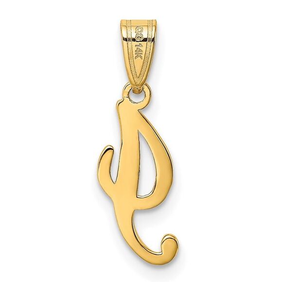 14k Yellow Gold, Mimi Collection, Small Script Initial I Pendant - Picture 3 of 6